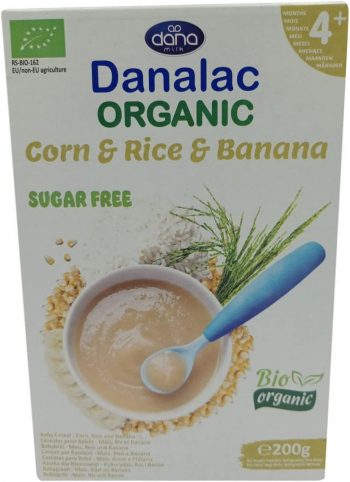 DANALAC Organic Baby Cereal,Corn, Rice, Banana,200g